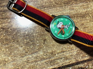 希少 レア 良品 アンティーク スヌーピー SNOOPY CITIZEN シチズン ADEC 1958 6-127495 純正ストライプベルト ヴィンテージ 手巻き 腕時計