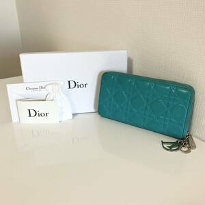 Dior クリスチャン ディオール カナージュ 長財布 ブルー シルバー金具