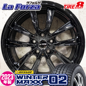 2023年製 即納 スタッドレスホイールセット 215/60R17 ダンロップ WINTER MAXX 02 WM02 特注 La Forza 17×7.0J+38 5/114.3 カローラクロス