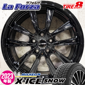 2023年製 即納 スタッドレスホイールセット 215/60R17 ミシュラン X-ICE SNOW 特注 La Forza 17×7.0J+38 5/114.3 黒 カローラクロス