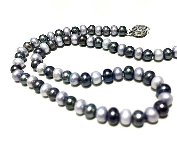 真珠層100％●4-5mm●天然淡水真珠のチョーカーネックレス 長36cm●グレー＆ブラック２色♪