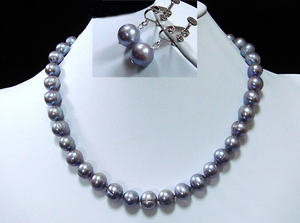  natural!10-11mm large grain! natural fresh water pearl. 2 point set necklace + earrings (or earrings )