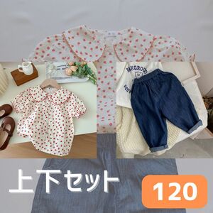 【セットアップ】韓国子供服　ブラウス　パンツ　花柄　女の子　120 子供服 ベビー服 