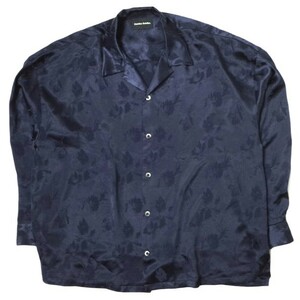 Danke Schon ダンケシェーン 23SS Hammer Satin Flower Shirt フラワー刺繍 サテンオープンカラーシャツ ネイビー オーガン g13561