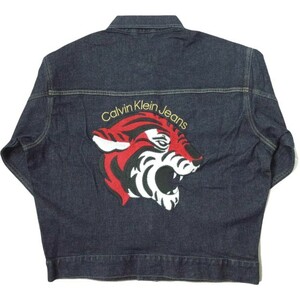 新品 Calvin klein Jeans カルバンクラインジーンズ 22SS DAD DENIM JACKET タイガー刺繍 デニムジャケット J319942 M Gジャン g13474