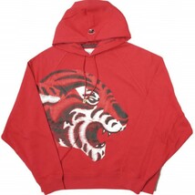 新品 Calvin klein Jeans カルバンクラインジーンズ TIGER HOODIE タイガープリント スウェットプルオーバーパーカー J400120 L RED g13435_画像1