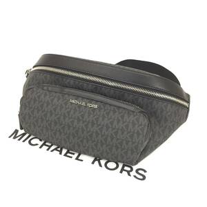 5080-80【 MICHAEL KORS 】 未使用級 マイケルコース メンズ ウエストポーチ ボディバッグ ショルダーバッグ MK柄 ゴールド金具 男女兼用