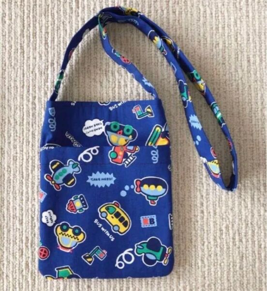 こども ポシェット 乗り物 縦型 ハンドメイド ショルダーバッグ