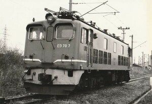 鉄道写真 ED70 7 電気機関車 @敦賀 昭和49年 M判（82.5mm×120mm）