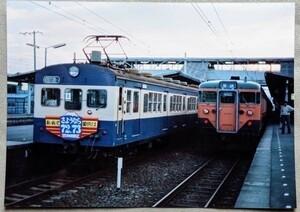 鉄道写真 72系 73系電車 旧型国電 さようなら72.73 沼津機関区 & 113系電車 2L判（127mm×178mm）