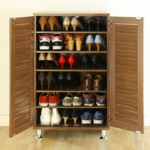  shoes rack louver door width 60cm Brown [ new goods ][ free shipping ]( Hokkaido Okinawa remote island postage separately )