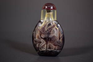 【和】(6940)　中国古玩　唐物　時代鼻炎壺　香水瓶　乾隆ガラス　色絵　粉彩　ガラス