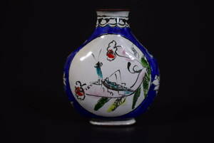 【和】(6944)　中国古玩　唐物　時代鼻炎壺　香水瓶　乾隆ガラス　色絵　粉彩　ガラス