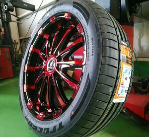 ハイエース レジアスエース 200系 タイヤホイール 18インチ BD12 レッドクリア 特選タイヤ 225/50R18 新品4本セット