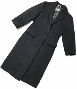 ● MaxMara マックスマーラ ● 銀タグ カシミヤ混入 ウール ロングバックスリットコート ブラック 36