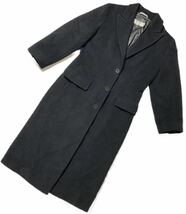 ● MaxMara マックスマーラ ● 銀タグ カシミヤ混入 ウール ロングバックスリットコート ブラック 36_画像1