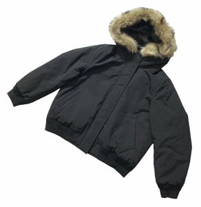 ● UNIQLO ユニクロ ● 211-421743 着脱可能 フェイクファー付 パデットフーデットリブブルゾン ブラック XL