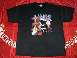 中古美品　MADE IN USA USMC ONCE A ALWAYS A MARINE HEAVY COTTON Tシャツ　JERZEES製　XLサイズ　BLACK