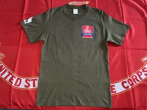 中古美品　USMC SINGLE MARINE PROGRAM USAA DAYS OF SERVICE コットンTシャツ　PORT&COMPANY製　MEDIUM XS OD