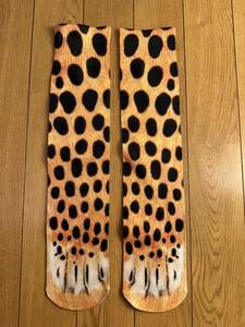 【新品未使用】豹柄　ヒョウ柄　ソックス　フリーサイズ　ハロウィン　仮装　ヒョウ　コスプレ　Halloween Fun Socks Leopard