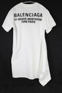 5I0314[ genuine article guarantee ] Balenciaga long T-shirt deformation 2way Language Logo cotton white XS 518231 BALENCIAGA