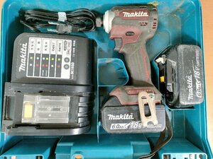 マキタ(Makita) 充電式インパクトドライバ(レッド) 18V 6Ah バッテリ・充電器・ケース付 TD171DGXAR 内部OH済み 動作確認済み