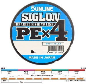  made in Japan Sunline si Glo nPE-X4 150m0.8 number 5 color dividing 12lb tax included prompt decision SUNLINE 5color 4braid PE line Made in japan