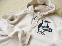 チャムス/CHUMS【ブービーロゴジップパーカー】裏起毛スウェットパーカー COTTON USA CH00-1420 ヘザーナチュラル Lサイズ_画像2