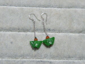 1036. Myanma production .. jade earrings unused 