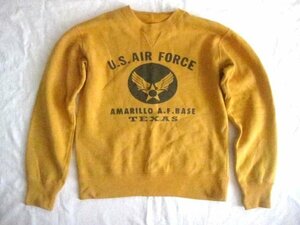 染み込みプリントU.S.AIR FORCE AMARILLO A.F.BASE TEXAS 前Vガゼットスウェットシャツ(スウェットトレーナー)