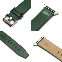 LACOSTE ラコステ Apple Watch アップルウォッチ バンド レザー 本革 グリーン 42mm 44mm 45mm 49mm Iwatchシリーズ8 7 6 se 5 4 3 2 1_画像3