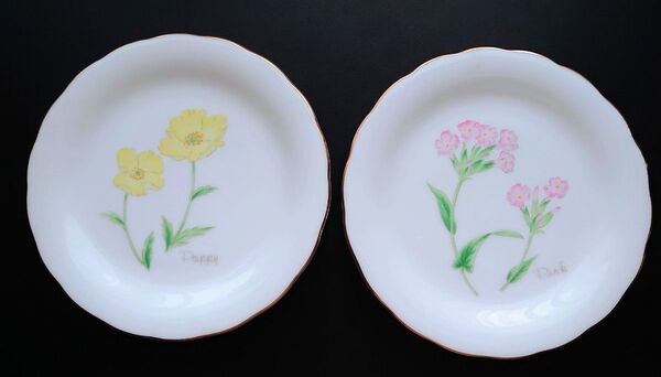 ジャンク品 たち吉 アダム&イヴ ケーキ皿 2枚 花柄