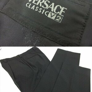 HH【ヴェルサーチクラシック VERSACE CLASSIC V2】 ウール素材 シングル4ボタン マオカラー スーツ (メンズ) size52 黒 織柄 ●28HR2891●の画像5