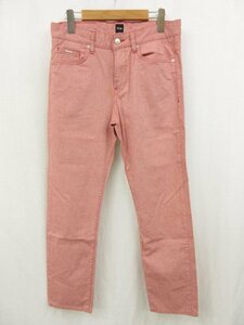 【ヒューゴボス HUGO BOSS】 STRETCH 織柄 パンツ スラックス (メンズ) size30/34 レッド系 ●29MP8603●