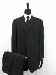 【ジョルジオアルマーニ GIORGIO ARMANI】 絹混 シングル3ボタン段返り スーツ (メンズ) size48 ブラック系 ストライプ柄 ●28RMS6633●