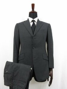 【TAILOR&CUTTER テーラー＆カッター】 ウール シングル3ボタン スーツ (メンズ) size44相当 グレー系 ストライプ柄 ●28RMS6648●