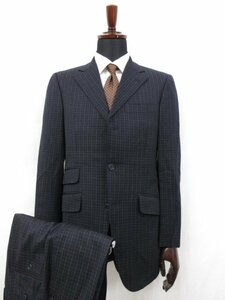 HH【ビームスF BEAMS F】 ウール素材 シングル3ボタン 濃紺 スーツ (メンズ) size95/76 ネイビー チェック柄 BF028F18X ●27RMS6691