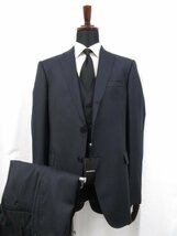 未使用品 【エンポリオアルマーニ EMPORIO ARMANI】 M LINE 絹混 2B 3ピーススーツ (メンズ) 52 濃紺 チェック風 11YMEB 11610 ●27EMP111_画像3