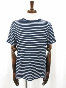 美品 【アルテア altea INDACO】 ボーダー柄 カットソー 半袖Tシャツ (メンズ) sizeS ネイビー×ライトブルー ●29MT4833●