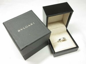 HH 美品 【ブルガリ BVLGARI】 750 WG ホワイトゴールド 1Pダイヤ ダブルロゴリング 指輪 (レディース) size約9～10号 約6.4g ●7CC0796●