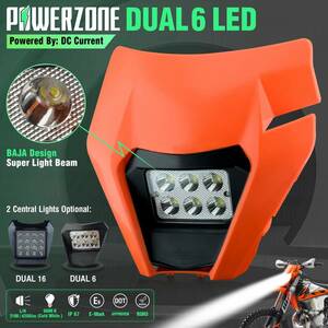 社外 KTM カスタム DUAL 6LED ヘッドライト パワーゾーン ヘッドライト LED フェアリング ヘッドライト KTM exc sxf モトクロス C748 F080