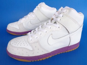 12952■美品 05年製 NIKE DUNK HIGH ナイキ ダンク ハイ 武士の一分 白 紫 ガムソール 312032-111 25 ヒヤシンス オーストリッチ