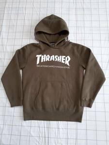 THRASHER スラッシャー スウェット プルパーカー size M カーキ　状態良い 