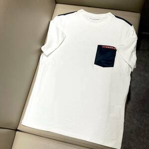 極美品！◎送料込■14万円【PRADAロゴ】Tシャツ【プラダ】最高級【白】近年モデル◎ポロシャツ レザー カットソー チノ ジャケット メンズ 