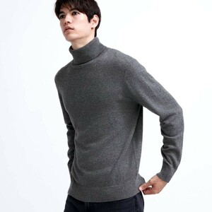 UNIQLO カシミヤタートルネックセーター 定価12900円 S M L XLサイズ GRAY グレー 新品 未使用 ユニクロ