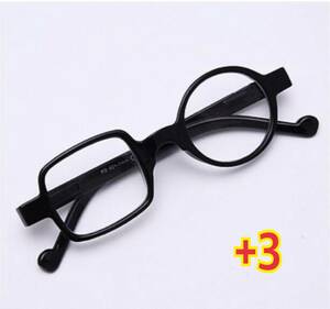 +3 farsighted glasses stylish retro round square type non against . man and woman use sini Agras leading glass light weight black color 