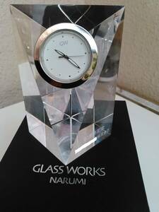 NARUMI GLASS WORKS 　 プリズム クロック ナルミ グラスワークス 置時計　鳴海製陶　gw1000-11009N　訳あり商品 長期保管品