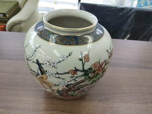 九谷焼　花瓶 「梅に鳥」 花器 壷 九谷　窯元　陶寿製