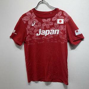激レア　日本代表　Tシャツ　味の素　赤／レッド 　JAPAN　asics/アシックス 　JAPAN　フリーサイズ　オリンピック　Mサイズ相当　G1519