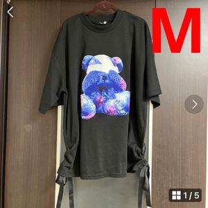 ビッグTシャツ クマ柄 サイドリボン付き M